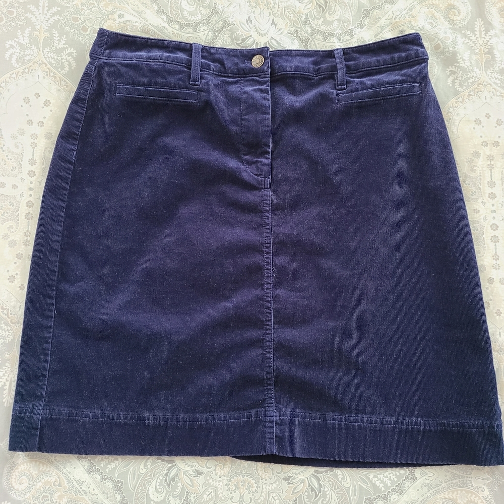Talbots Navy Blue Corduroy Skirt Size 12